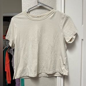 Lululemon classic fit cotton blend tee, size 4, cream color